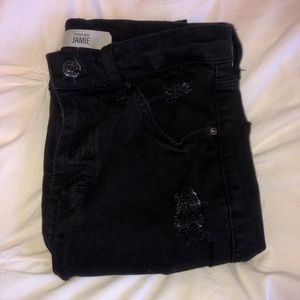 Topshop black, ripped, high waisted jeans